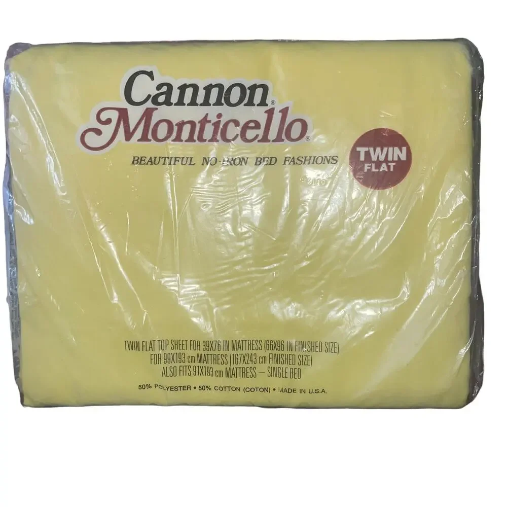 Vintage New old Stock Cannon Monticello yellow sheet Twin Flat